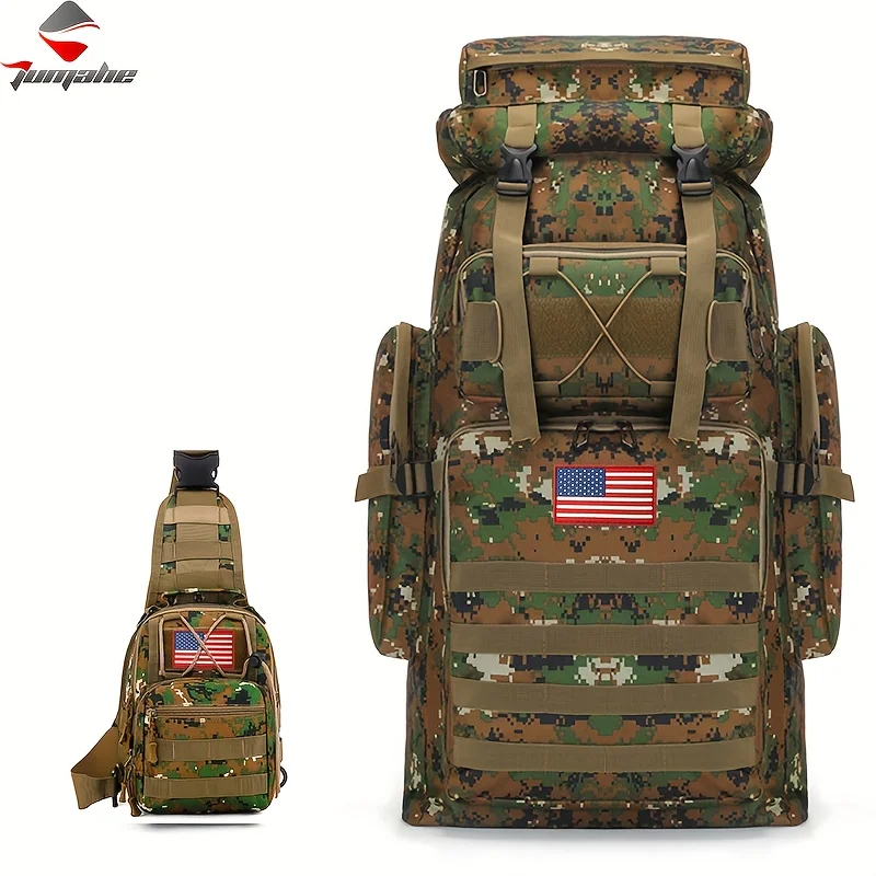 Large Capacity Molle System Rucksack, Multi - Pocket Camping Backpack with Durable 600D Fabric, Ideal for Hiking, Camping