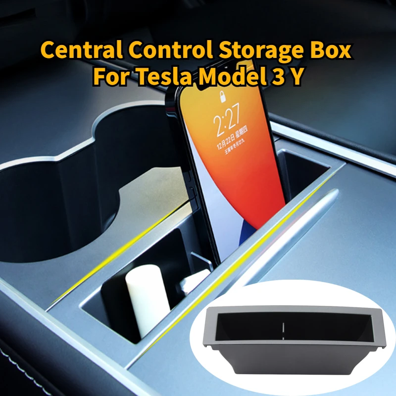 

Central Control Storage Box for Tesla Model 3 Y Mobile Phone Storage Box Card Key Phone Charging Cable Car Accessories 2021-2023