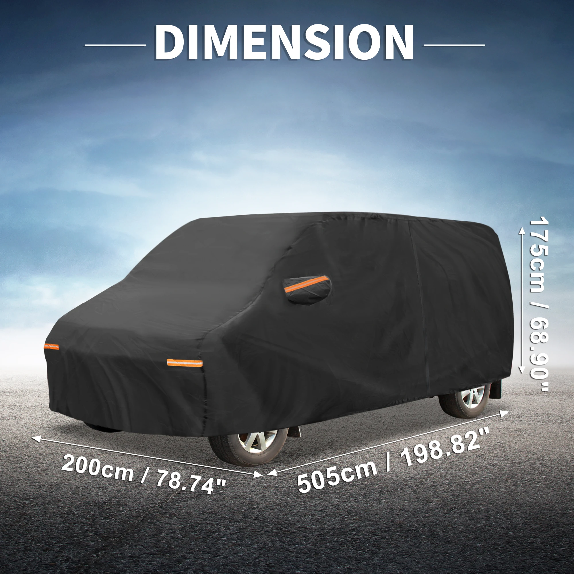 UXCELL for Ford Transit Aluminum Film Outdoor Full Car Cover All Weather Waterproof Sun Rain Protection with Driver Door Zipper