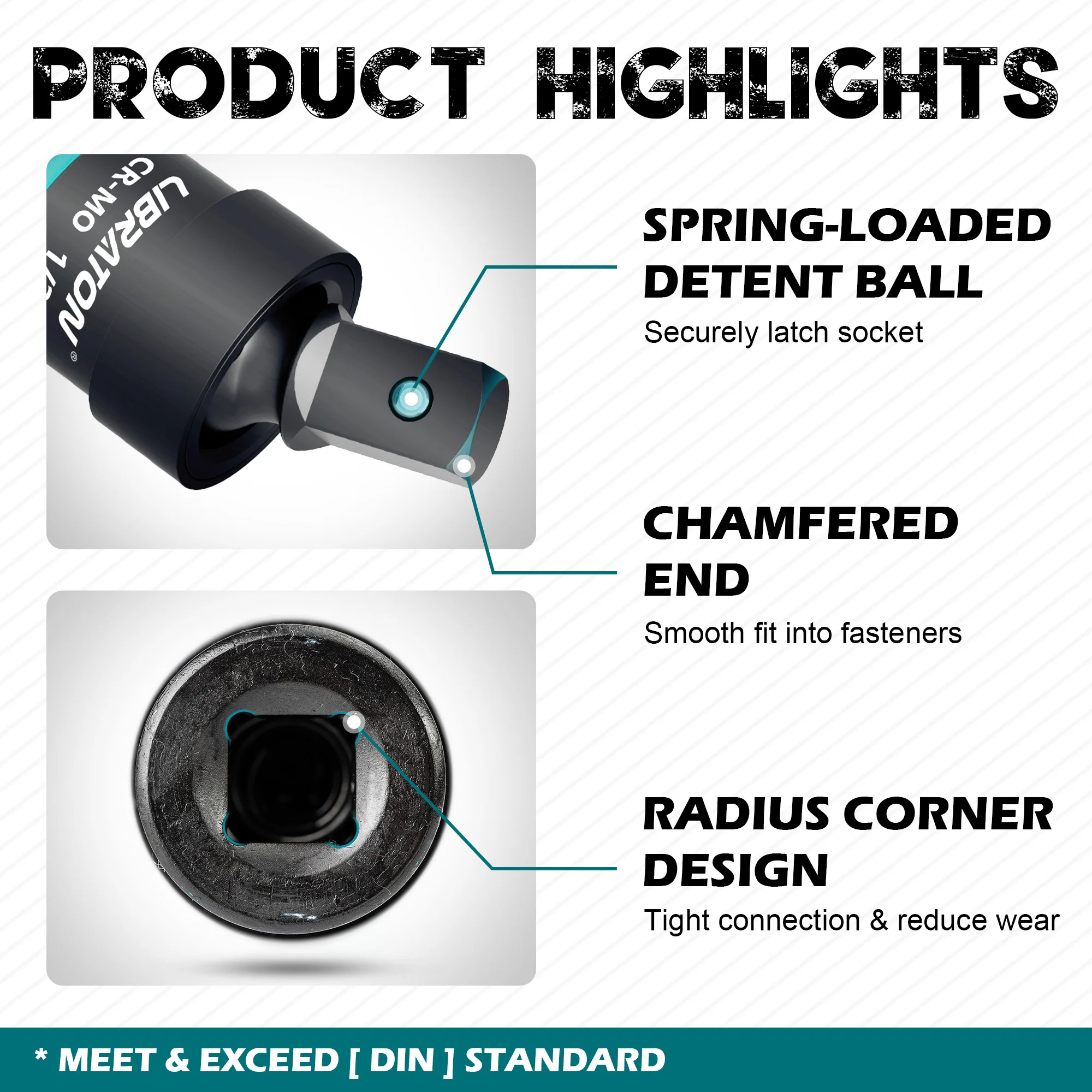 3 قطعة مجموعة مقابس دوارة تمايل المقبس تأثير قطب مجموعة مقابس العالمي المشترك المقبس 1/4 "3/8" 1/2 "Cr-Mo الصلب محرك مجموعة 360 ° #5