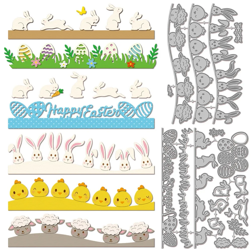 Osterei, Küken, Hase, Kohlenstoffstahl-Stanzformen, Schablonen für DIY-Scrapbooking, Fotoalbum, dekorative Prägung, Papierkarten