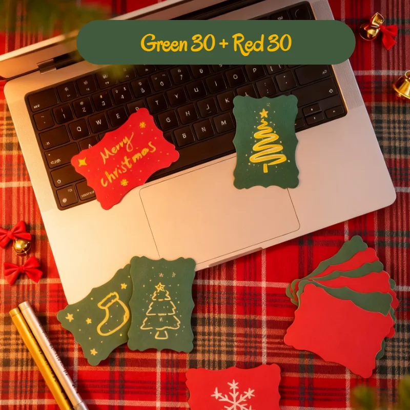 

Clearance! 60PCS Christmas Red Green Small Cards,Christmas Greeting Cards Thanksgiving New Year Cards Gift Party Invitation Card