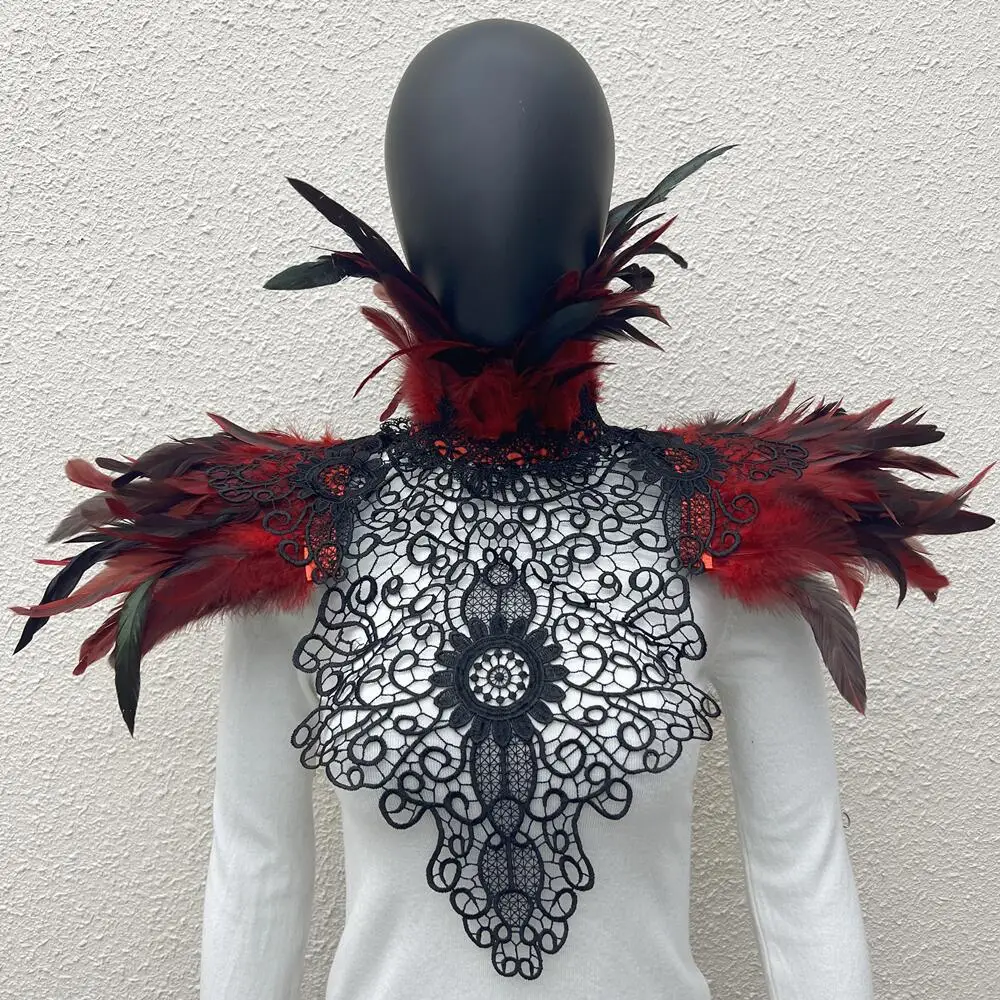 Halloween Shawl Punk Scarf Women Feather Cosplay Luxury Y2k Feather Punk Apparel Accessories Stage Runway Clothing Accessories