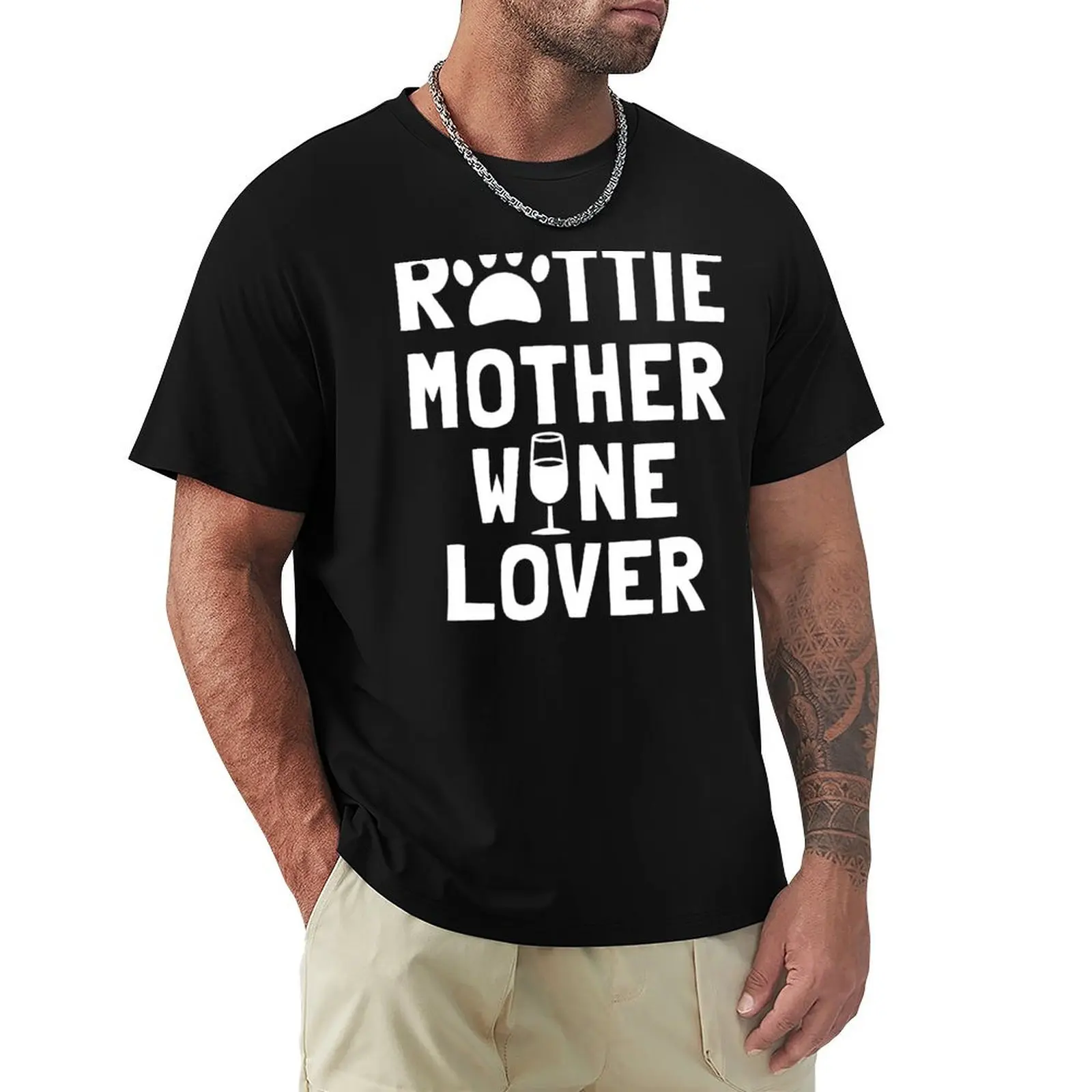 

Rottie Mother Wine Lover T-Shirt blacks plain T-shirts man sports fans designer t shirt men