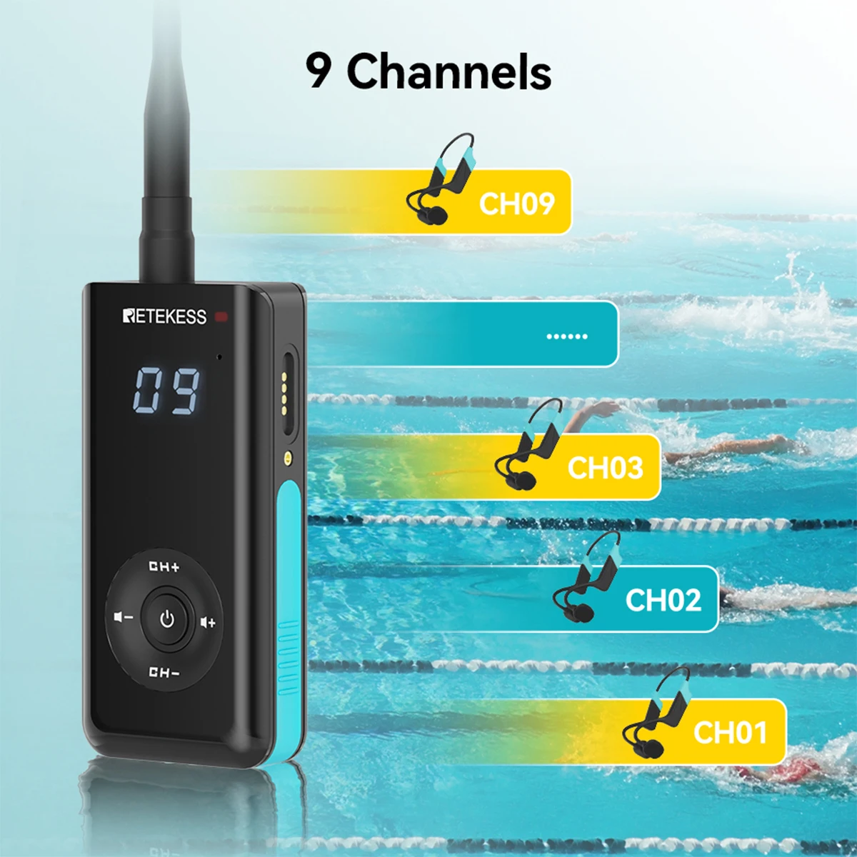 Retekess TT120 수영 코치 마이크 송신기 수영 토크 훈련 및 코칭 액세서리를위한 무선 통신 도구