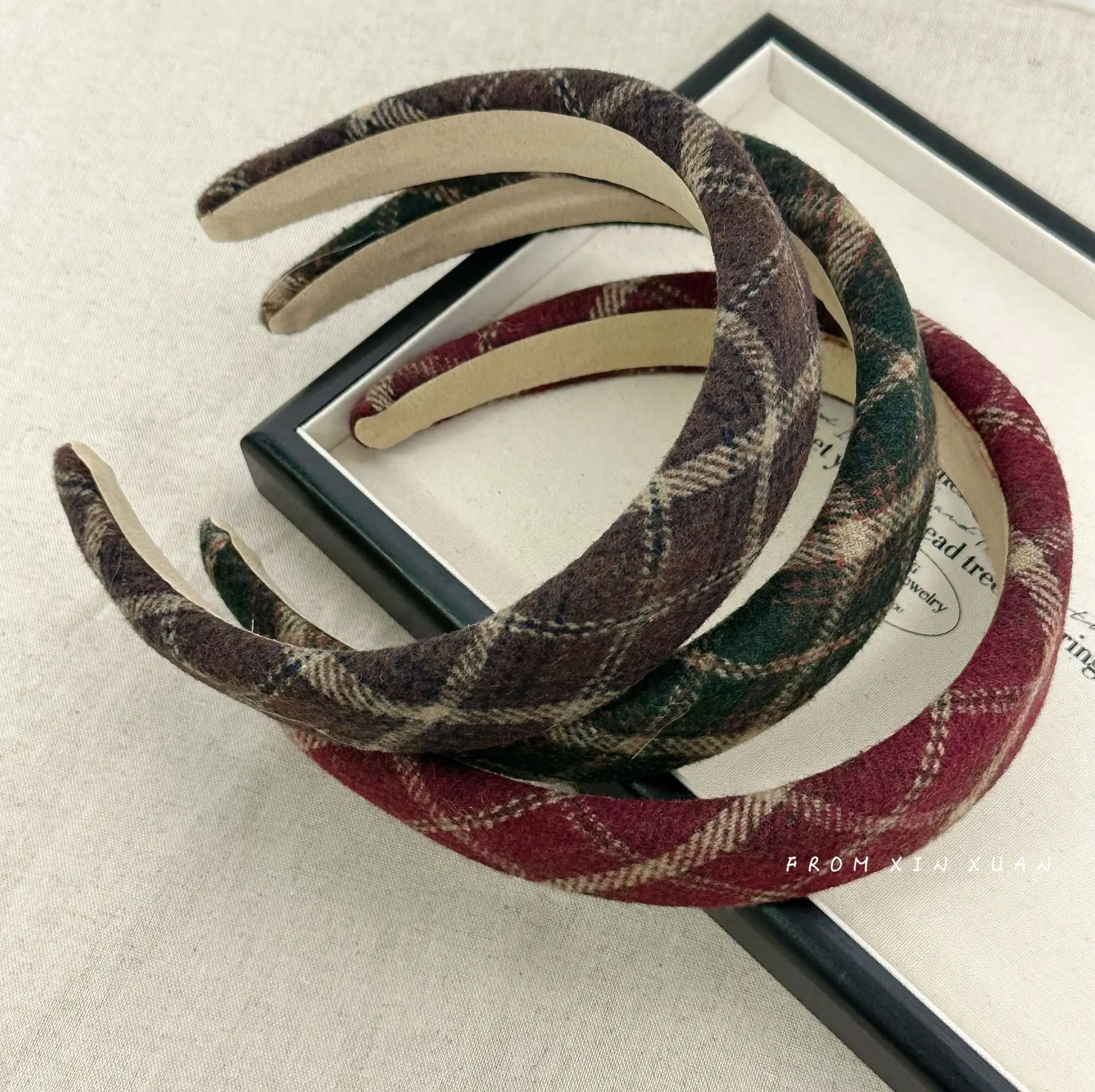 Vintage Cotton Plaid Headband Hair Scrunchies Newest England Fashion British Stripe Hair Accessories Elastic Hair Band Hair Ring