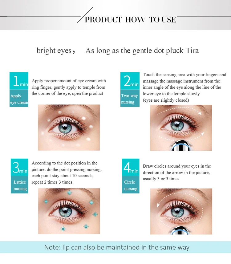 عصا تدليك العين ذات الضوء الأزرق والأحمر عالية التردد للعناية بالعين الاهتزاز