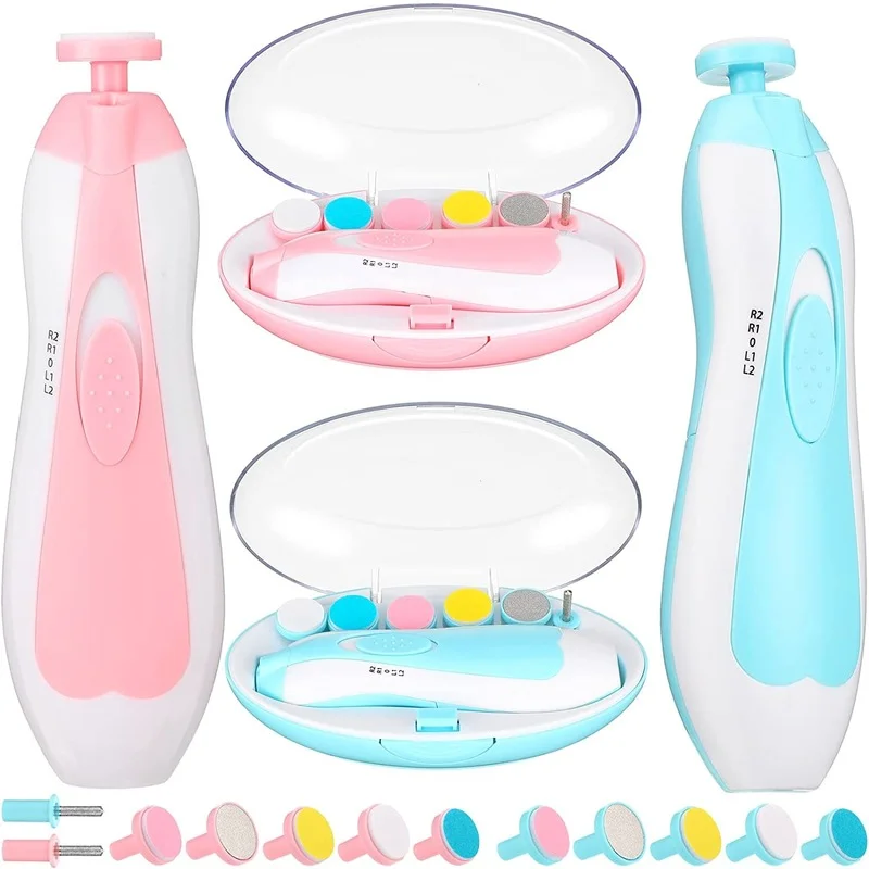 Kids Baby Nail Trimmer Electric Newborn Essential Set Nail Clippers Tools Cutter Care Set Coupe Ongle Bebe With 6 Grinding Heads