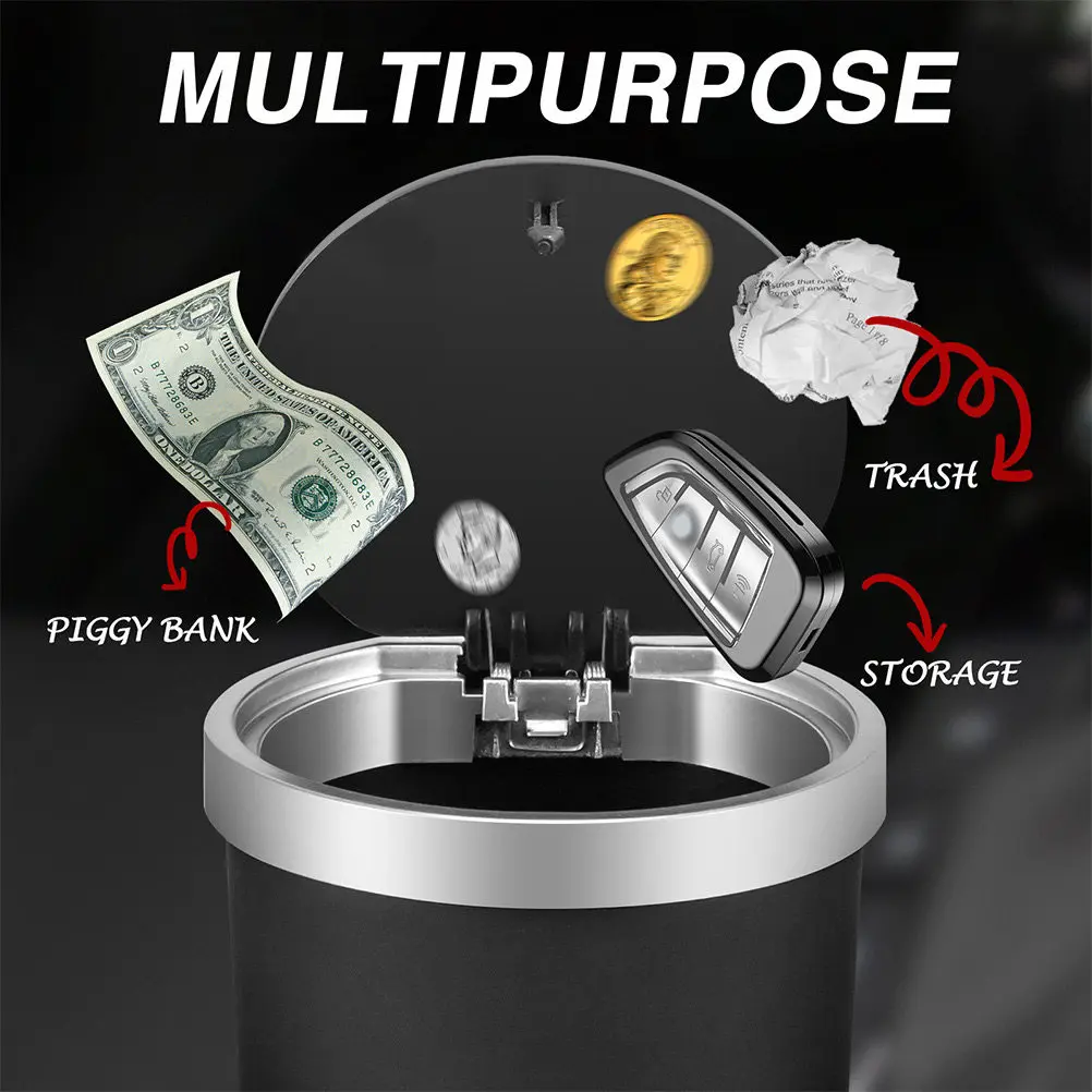 

Small Car Trash Can Designed for Cup Holders Mini Garbage Bin with Push Button Lid High Hardness Strong Capacity Vehicle