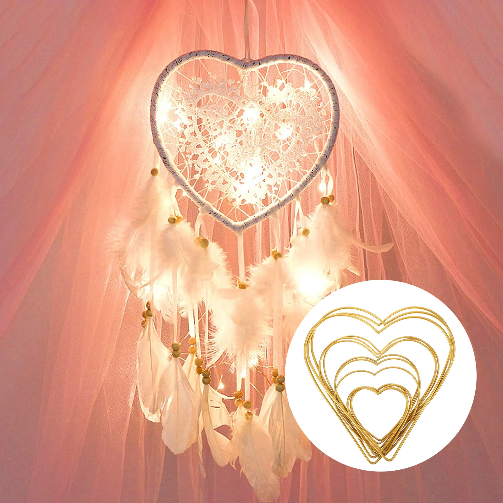 

12Pcs Metal Heart-Shaped Iron Rings Portable Decorative Loop DIY Dreamcatcher Craft Accessories Heart-Shaped Ring