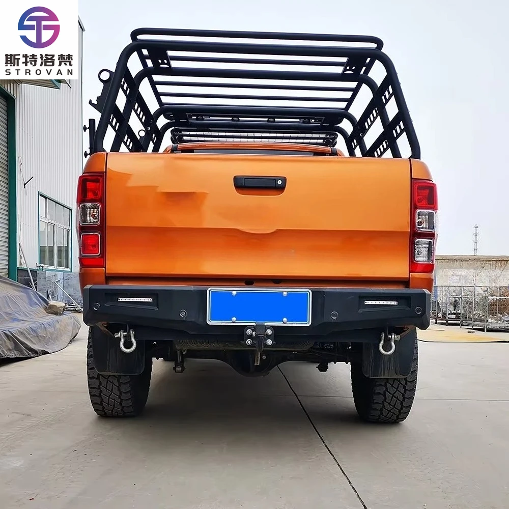 

AQTA 4wd Overland Bumper Steel Heavy Duty Rear Trailer Hook Bumper Set Bull bar with Led Lights for Ranger T7