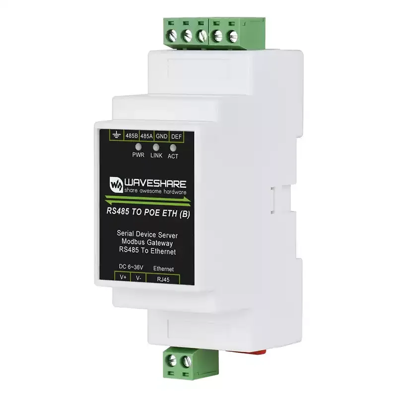 Industrial Modbus Server RS485 RJ45 Ethernet TCP/IP to Serial Rail-Mount POE Function RS485 to ETH (B)