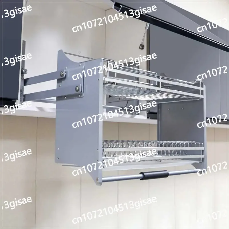 Smooth Lift Bowls Shelf Lifting Dishes Pull Baskets Double Layer Damping   Kitchen Hanging Cabinet Hydraulic