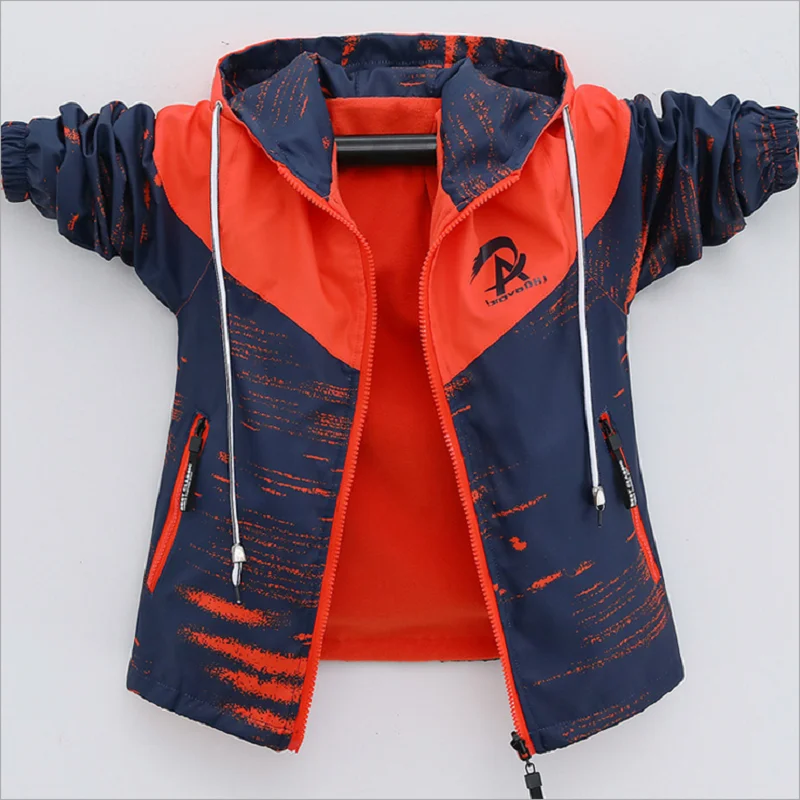 Children Outwear Boys Coats Autumn Sport Warm Wear on Both Sides Teenage Jacket For Boys Fleece Windbreaker WindProof Jacket Kid