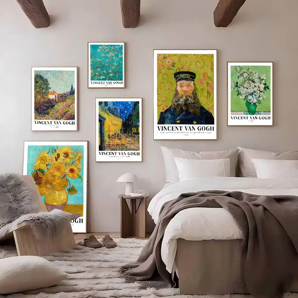 V-Van Gogh Art طباعة وملصقات ذات نوعية جيدة غرفة عتيقة ديكور المنزل مقهى لوحة جدارية فنية جمالية #2
