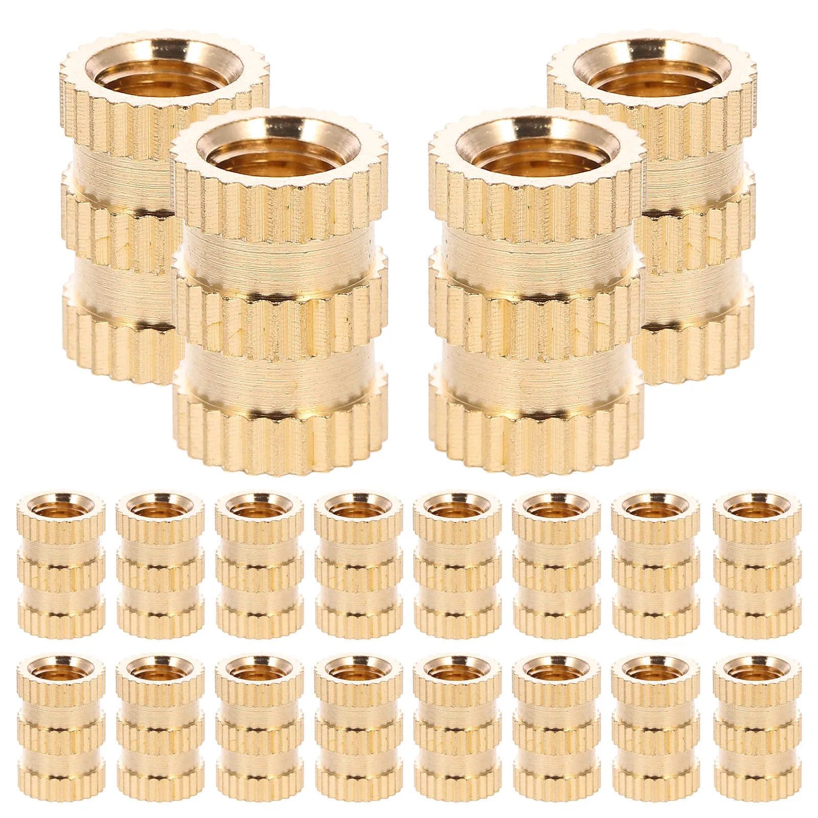 

20 шт. термовставок 7x10 мм, латунные резьбовые вставки с внутренней резьбой для пластика, дерева, 3D-принтеров, литья под давлением
