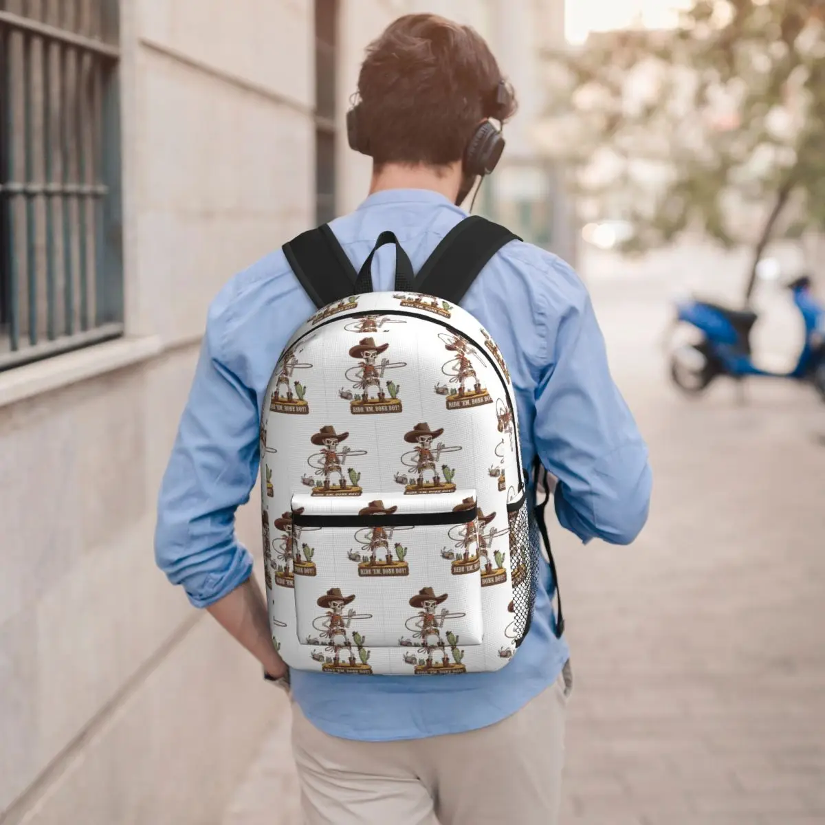 Western Cowboy Skeleton Halloween Cowpoke Student Backpack School Bag Hiking Travel Daypack for Boys Girls Bookbag Shoulder Bags