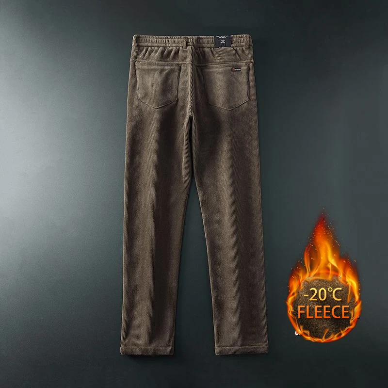 Pantalons en velours côtelé pour hommes, pantalons d'affaires décontractés, en peluche, extensibles, Slim, petits pantalons droits, pantalons d'affaires en peluche