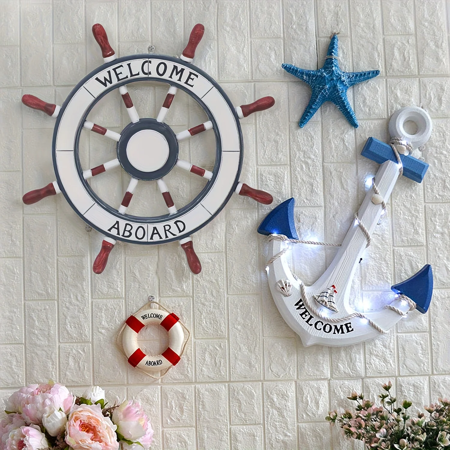 Wooden Boat Anchor Wall Decor – Natural Light Brown Nautical Theme Decoration for Living Room, Bedroom or Entryway – Handcrafted view 5