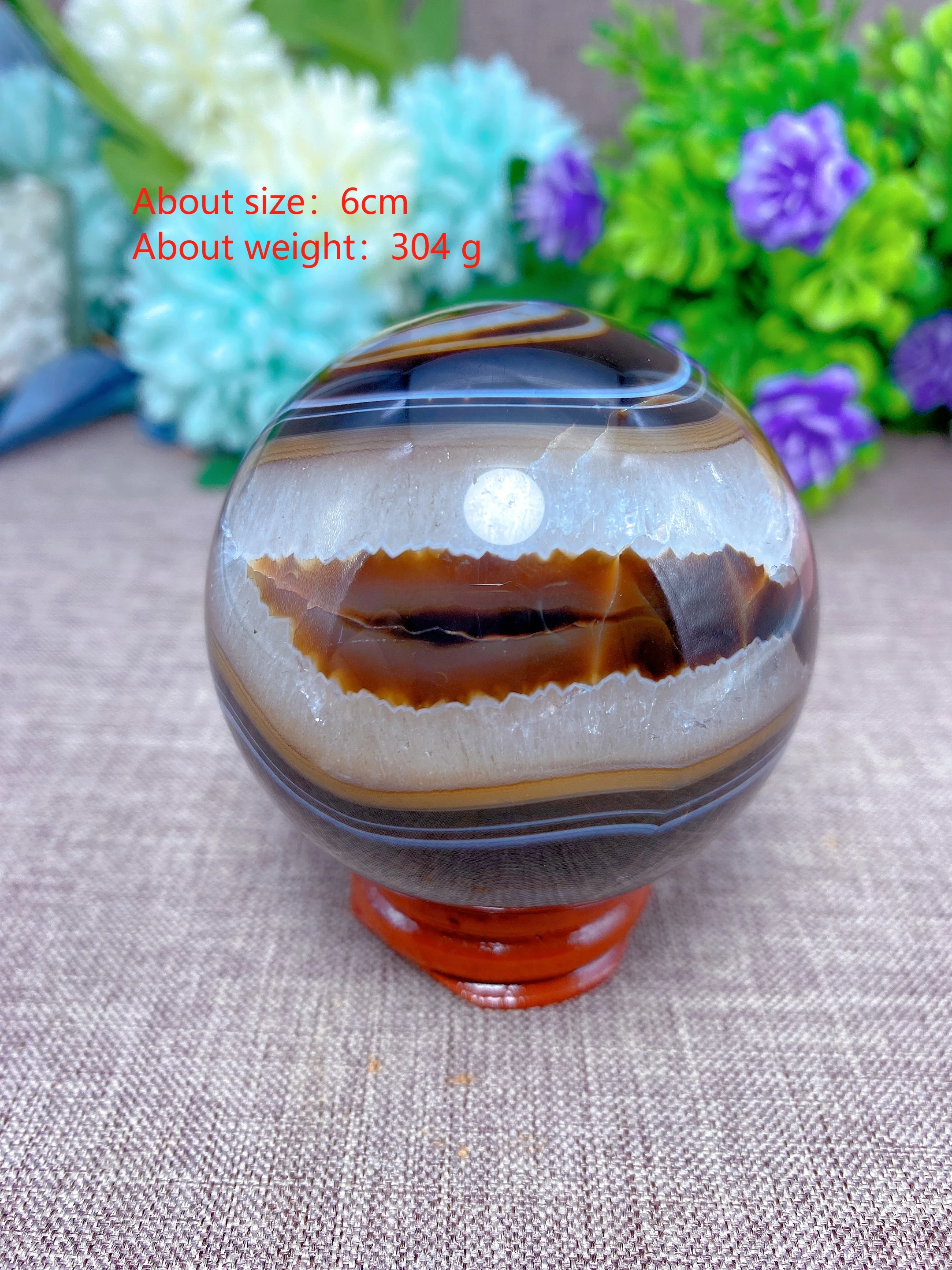 

Natural Crystal Black Banded Agate Sphere With Druzy Free Form Carving Reiki Healing Stone Home Decoration Exquisite Gift+Stand