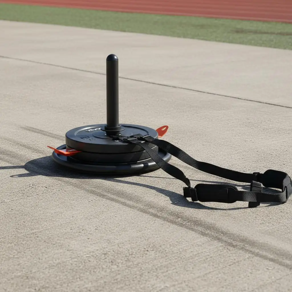 Heavy Duty Fitness Drag Sled 23.6x15.7x7.3 Inch For Athletic Training Speed Drills Muscle Building, Weight Plate Compatible P