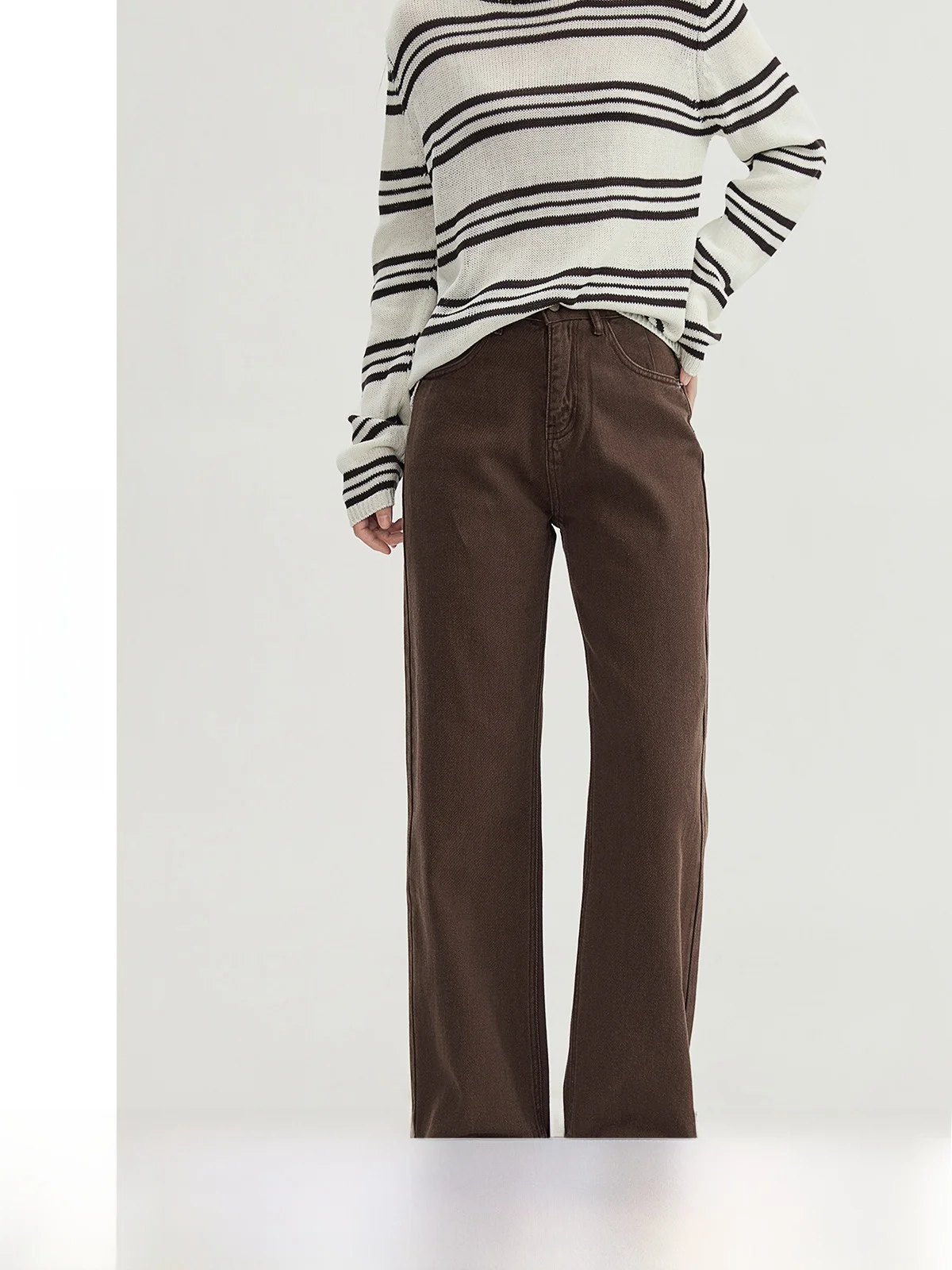 

Джинсы женские прямые с высокой талией, свободного кроя, универсальные, стройнящие, маленький размер, весенняя новинка, темно-синие, длиной девять десятых