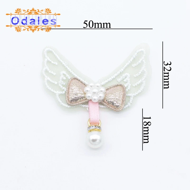 20Pcs Exquisite Embroidery Angel Wing Korean Style Pearl Patches Home Decoration Baby Socks Underpants Hats Appliques Supplies?