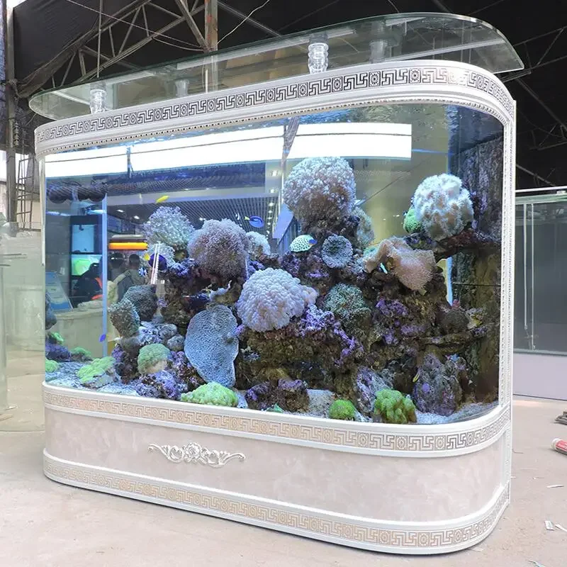 Fish Tank Aquarium European Style Double round Glass Wall 1.1 M 1.26 M Customizable Change Water Free Shipping Floor