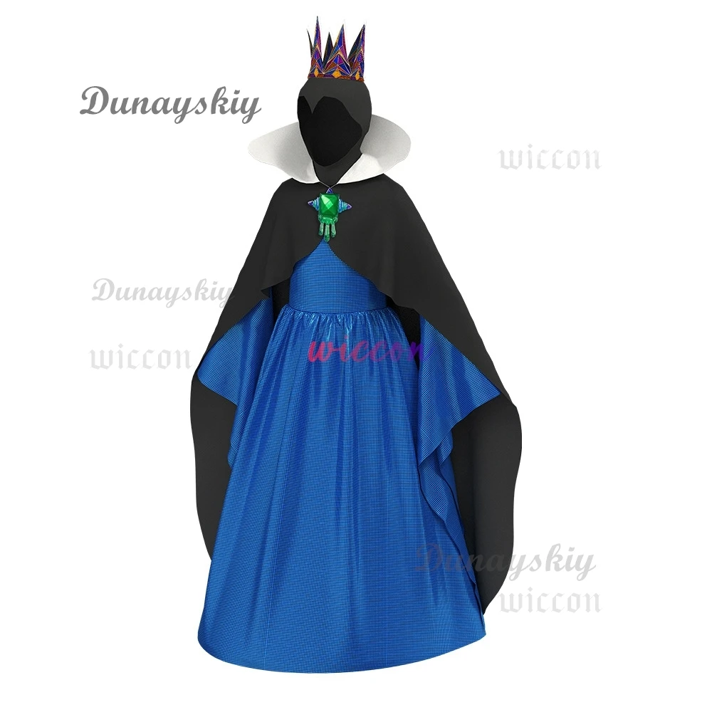 

Halloween Cosplay Costume Snow Devil Queen Cosplay Disguise Dress Gow Black Cloak Crown Suit Children Girls Dress Up Clothes