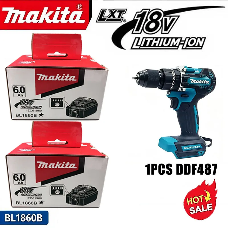 Original Makita 18V 6.0Ah Rechargeable Battery ,For Makita BL1830 BL1830B BL1840 Power Tools Battery+electric drill+charger