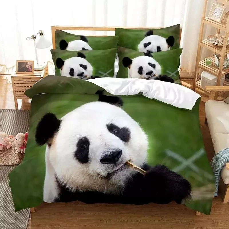 Panda Duvet Cover Set Cute Animal Pattern Bedding Set for Boys Girls Microfiber Wild Giant Panda Twin King Size Comforter Cover