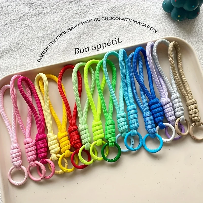 20/10 Stück handgefertigte mehrfarbige geflochtene Handy-Lanyards – langlebige gewebte Schlüsselanhänger für DIY-Handyzubehör, Handyhüllen-Dekoration – Detail 3