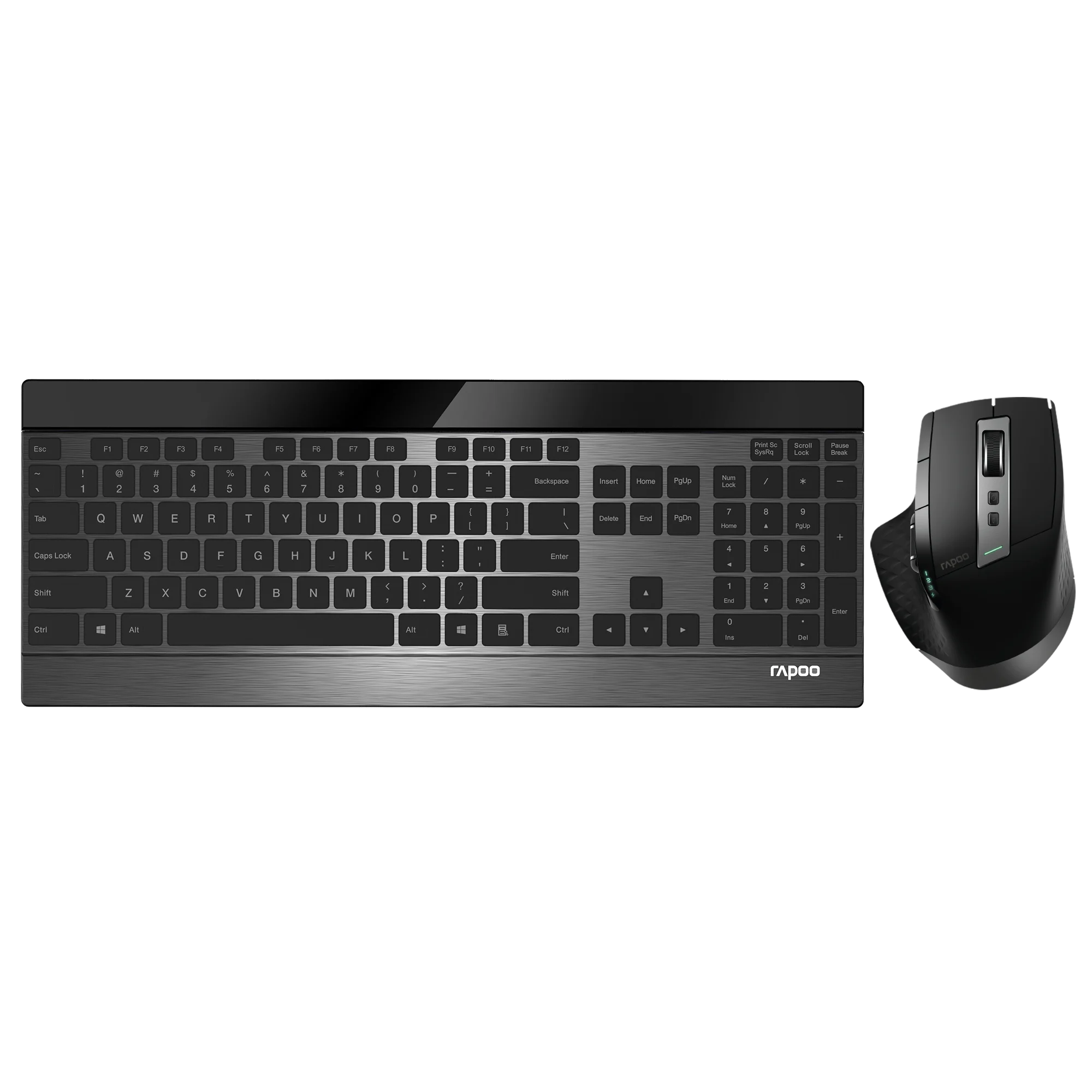 Rapoo Multi-mode Wireless Keyboard and Mouse Combo  Extremely Thin Metal Keyboard Rechargeable Mouse Easy-Connect Up to 4 Device