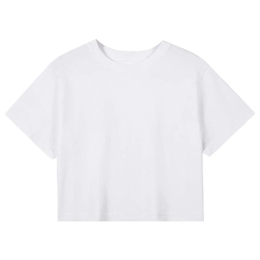 

Ins Fashion U Neck Ultra Short T-Shirt Streetwear Korean Style Korean Short Tops Basic T-shirt Loose Black White Crop Top Lady