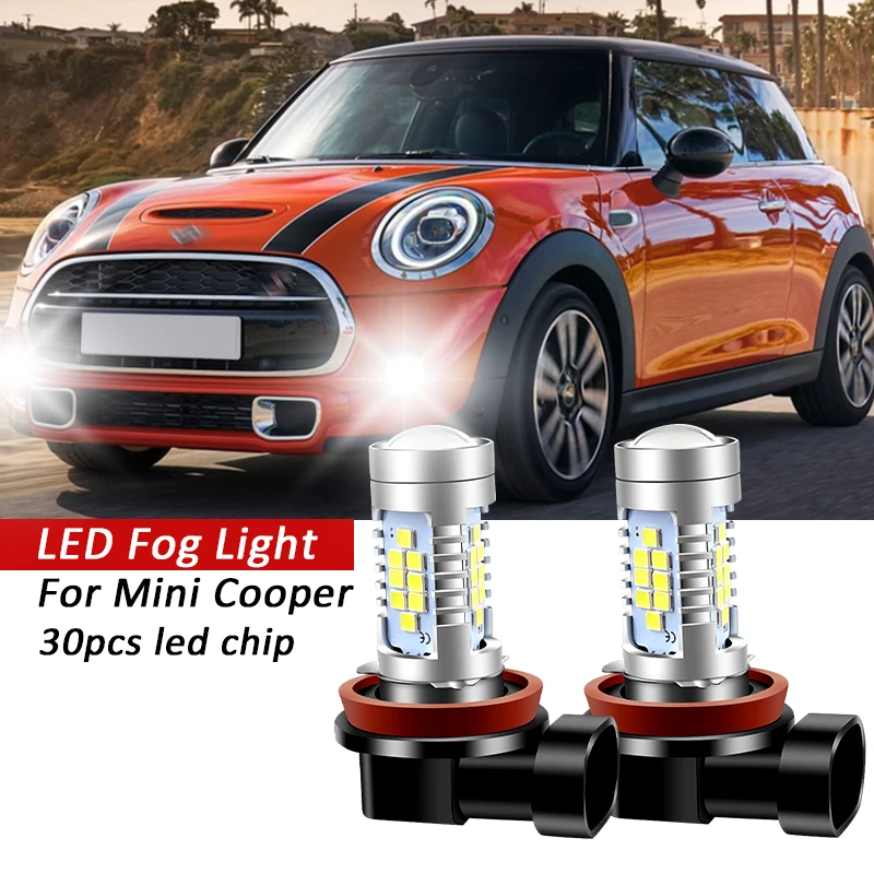 2pcs Canbus No Error H8 For Mini Cooper F55 F56 R56 F54 Clubman R55 F57 Convertible R57 R60 R58 R61 R59 LED Fog Light Bulb Lamp