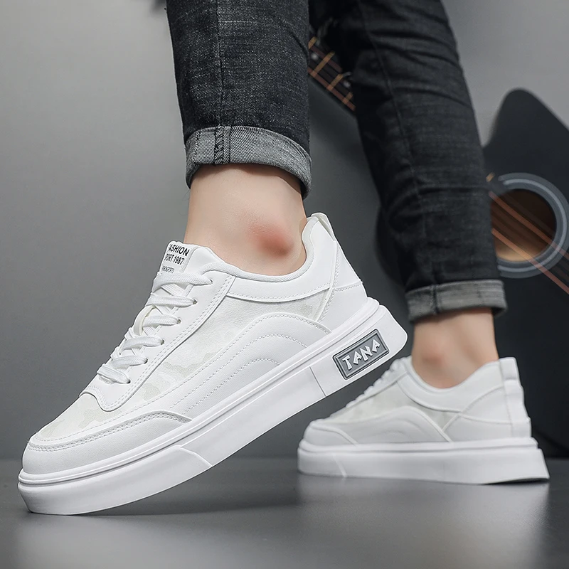 

Новое поступление, мужская повседневная спортивная обувь для скейтбординга | Универсальные модные белые кроссовки | Износостойкие кроссовки с нескользящей мягкой подошвой