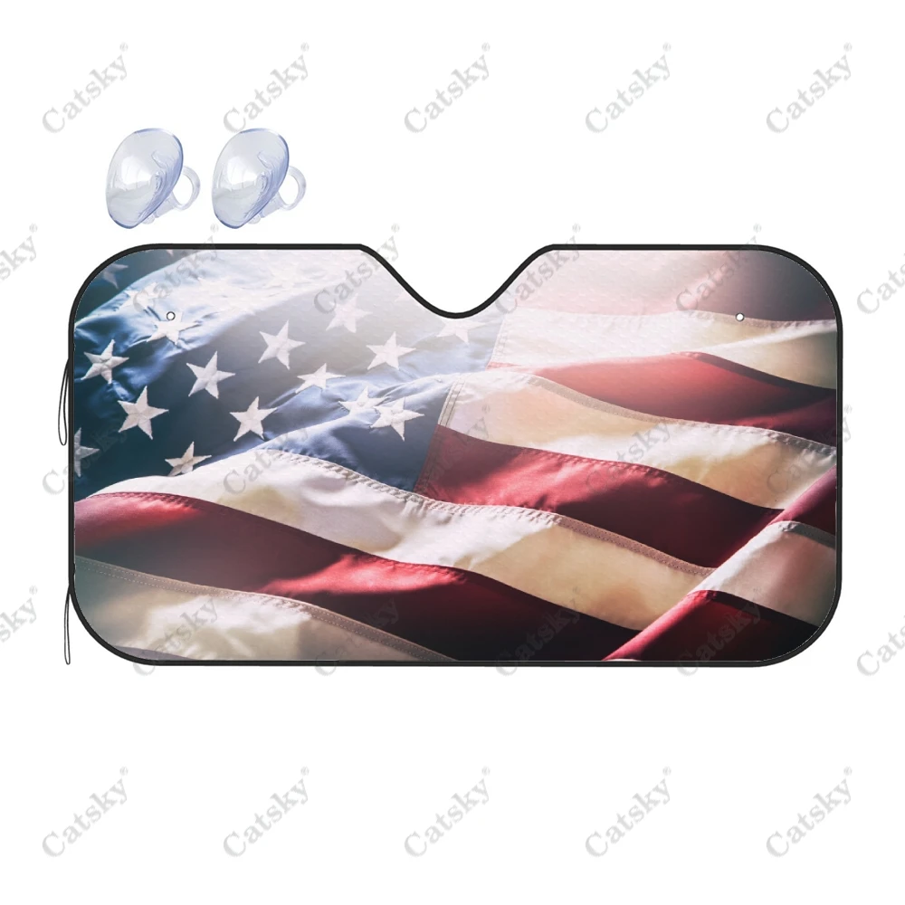 American Flag Printing Car Accessories Windshield Sunshade Foldable Sunvisor Protect Sunshade for Car SUV Gift for Car Lover