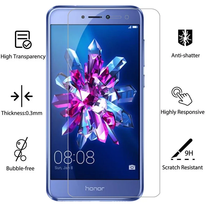 case for huawei honor 8 lite cover screen protector tempered glass on 8lite light 5.2 protective phone coque bag honer onor honr