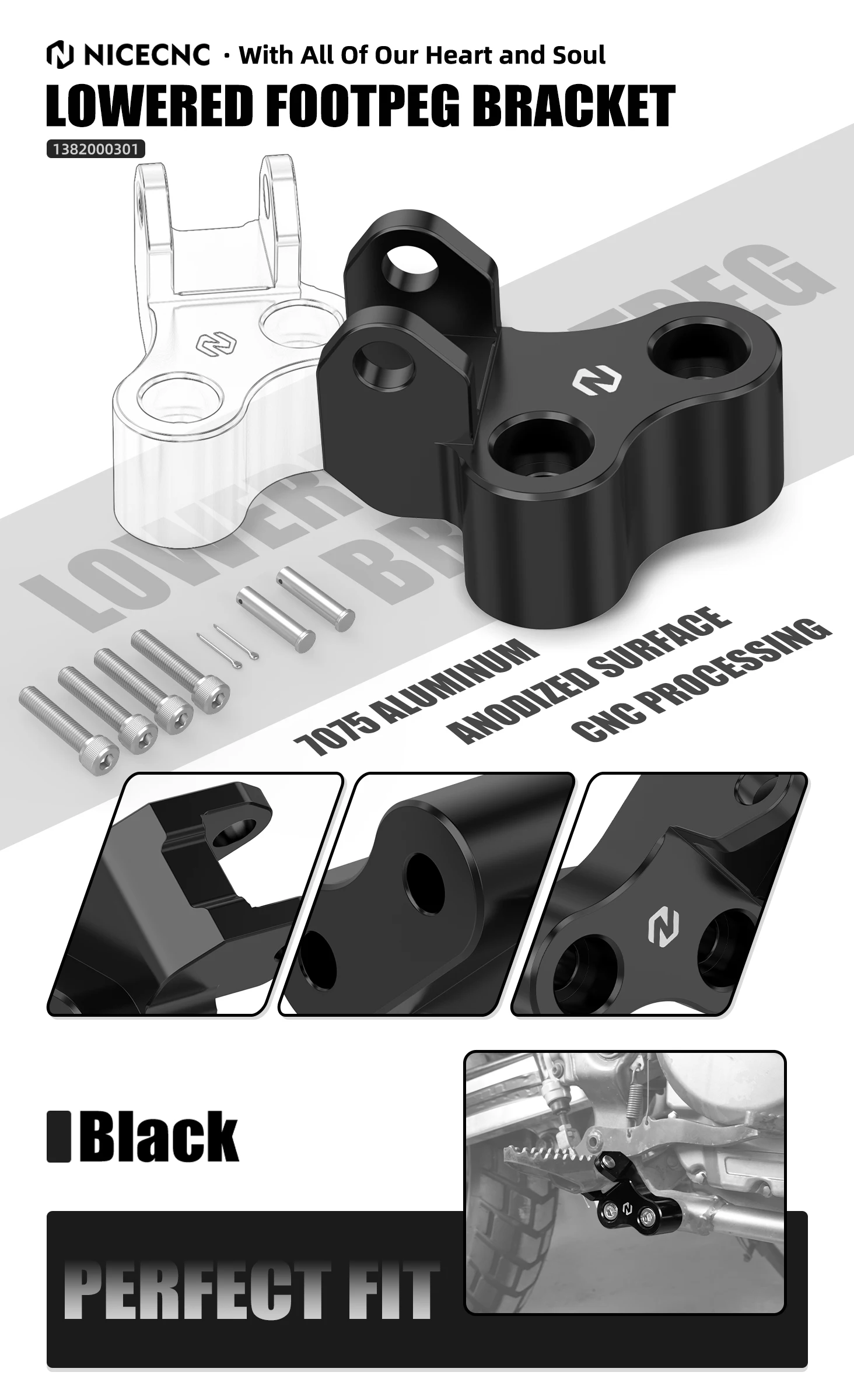 Motorrad-Bremshebel/Fußrasten/Verlängerungshalterungen für Suzuki DR650SE DR650S DR650 SE S 1996-2023 2024 2025 – Detail 2