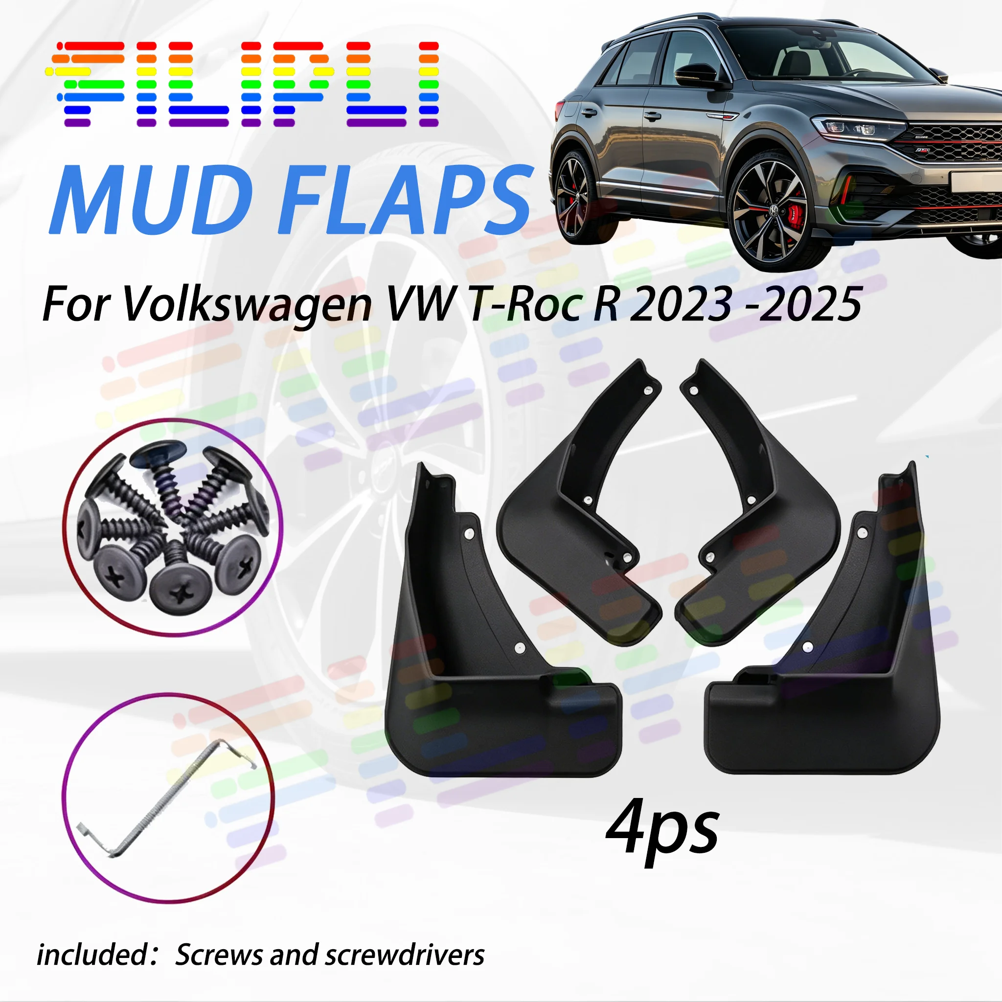 Car Mudguards For Volkswagen VW T-Roc R 2023 2024 2025 4PCS Wheel Mud Flaps Splash Guards Front Rear Fenders
