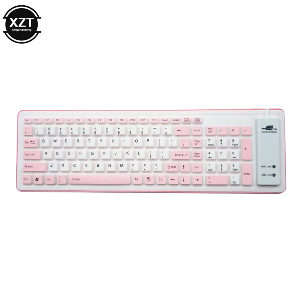 103 keys Portable Silent Foldable Silicone Keyboard USB Wired Flexible Soft Waterproof Roll Up Silica Gel Keyboard for PC Laptop