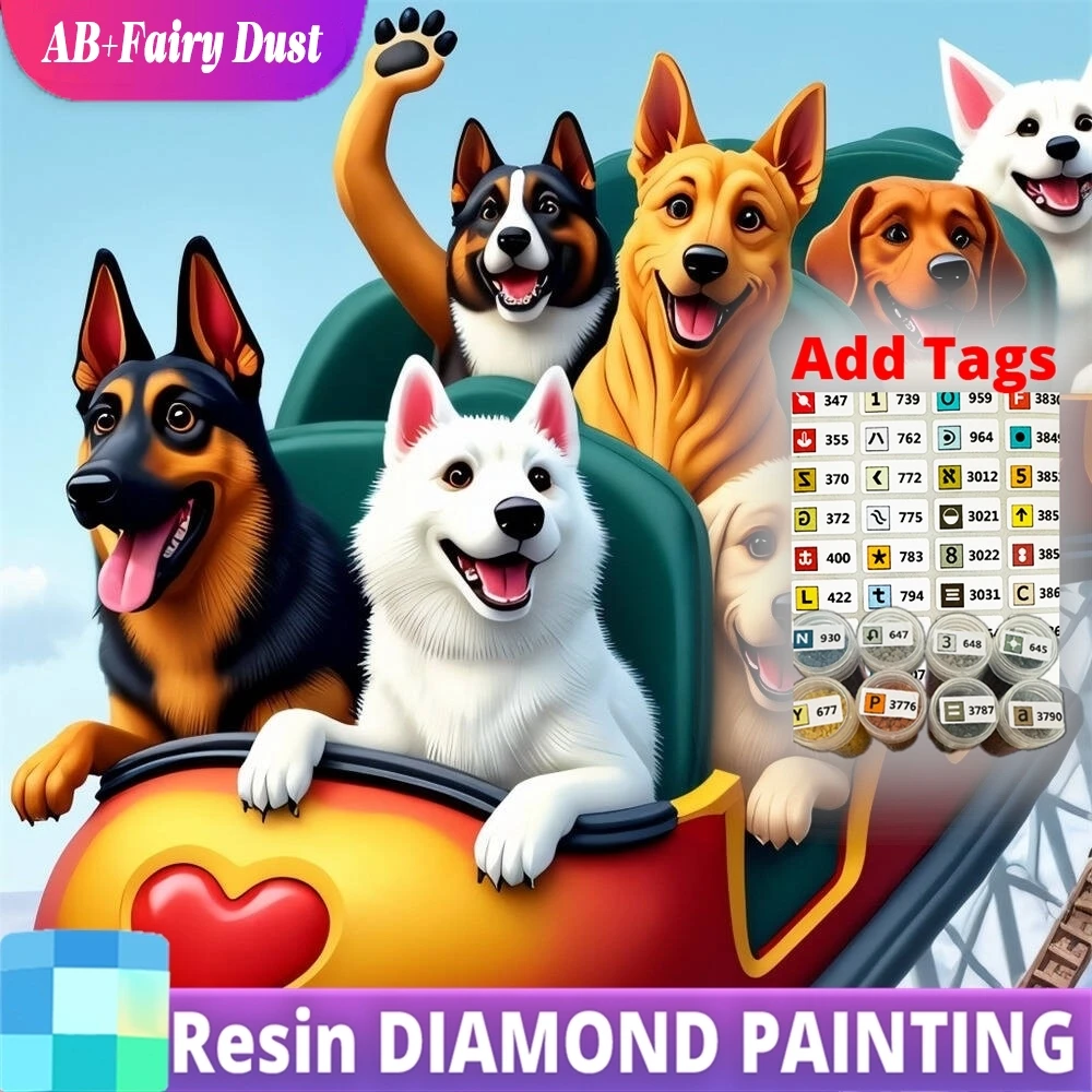 

Resin AB Fairy Dust Diamond Painting Dog Animal Picture Of Rhinestones Mosaic DIY Pattern For Adults Beginners Decor Home