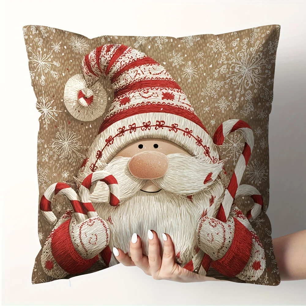 Juego de fundas de almohada con personajes de dibujos animados navideños, decoración festiva para el hogar, regalo pequeño