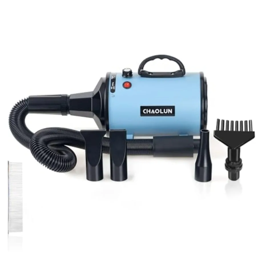 

Высокоскоростная сушилка для груминга собак, фен для шерсти животных с нагревателем, регулируемая скорость, синий цвет