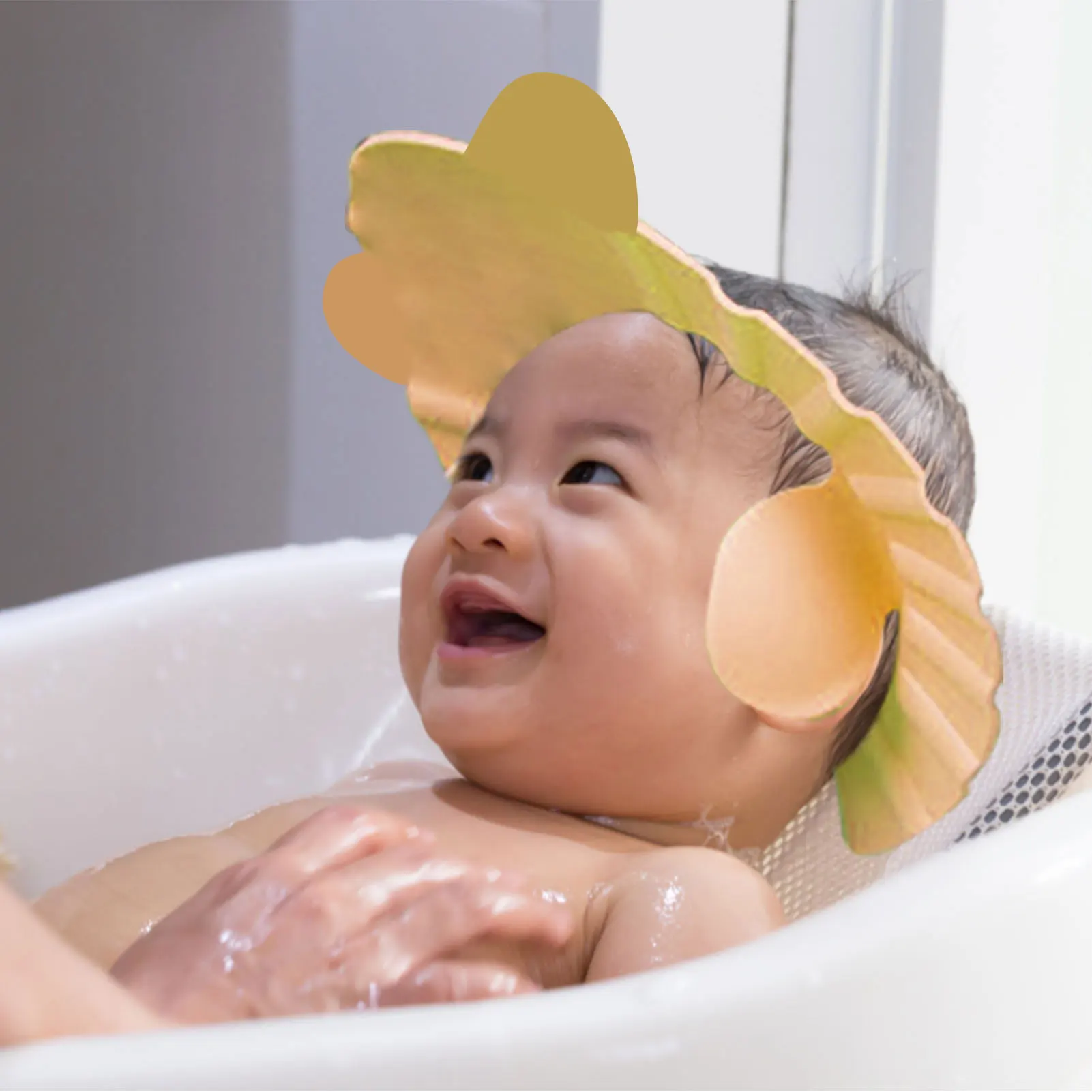 Topi Mandi Bayi Silikon Topi Mandi Bayi Rambut dengan Pelindung Telinga Mencuci Kepala Mandi Perisai untuk Menghentikan Air Di Mata Silikon Bayi