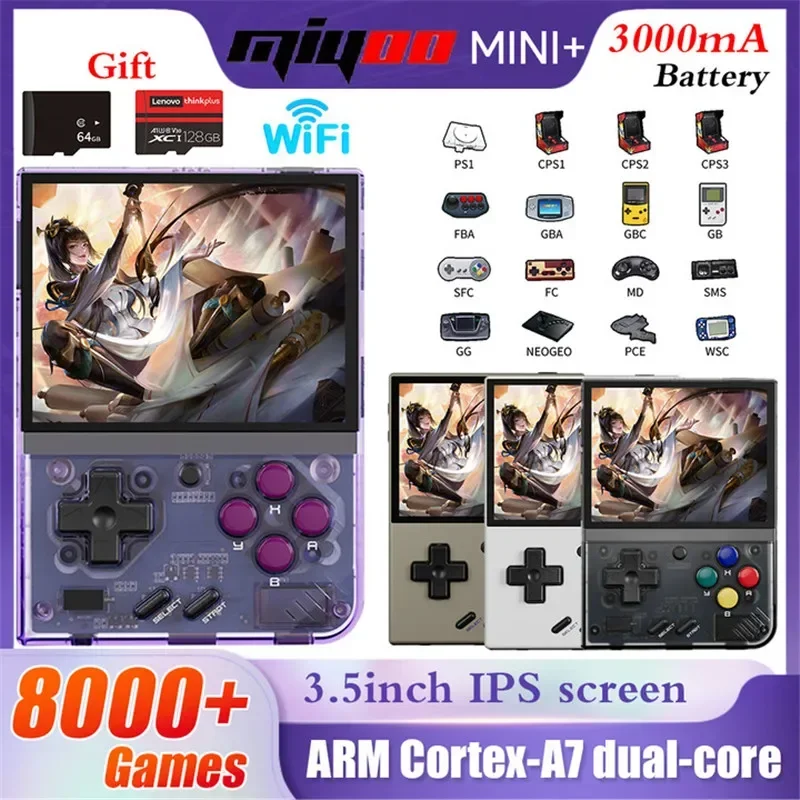 

Miyoo Mini Plus V3 Retro Handheld Game Console 3.5Inch IPS HD Screen 3000mAh 8000 Games Linux System WiFi Video Player with Bag