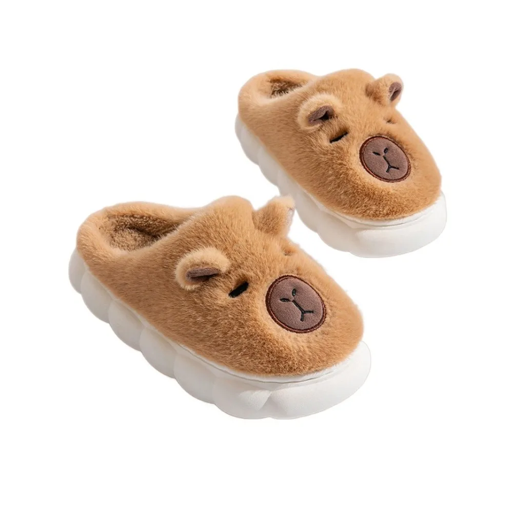 

Winter Capybara Plush Slippers Thicken Warm Soft Cartoon Furry Slippers Thick Soled Anti-slip Warmer Home Cotton Shoes Indoor
