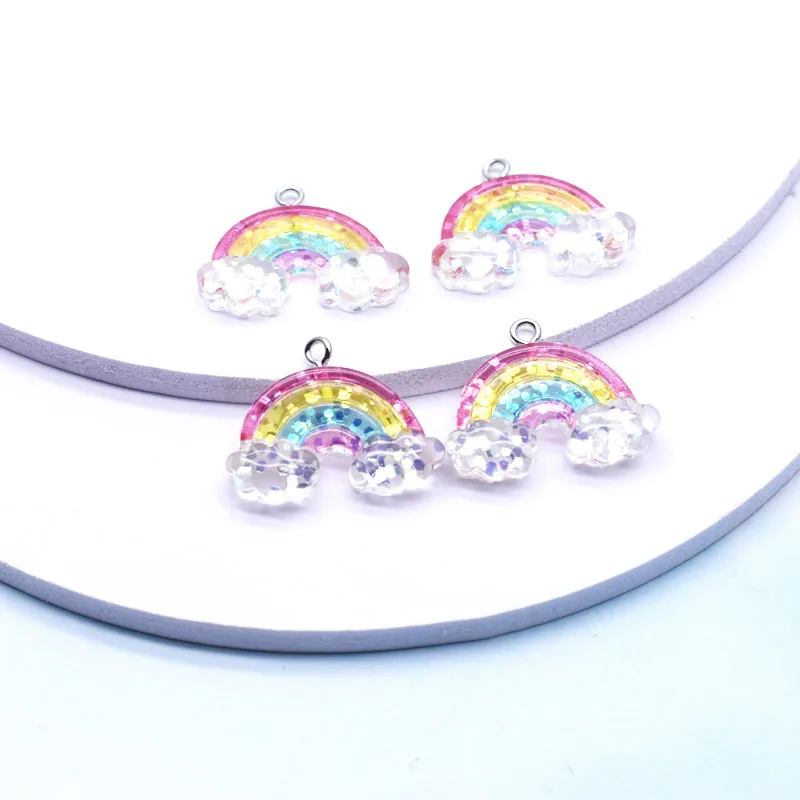 10pcs  Simulation Glitter Powder Rainbow Charms For Pendant DIY Earrings Necklace Jewelry Accessories Finding