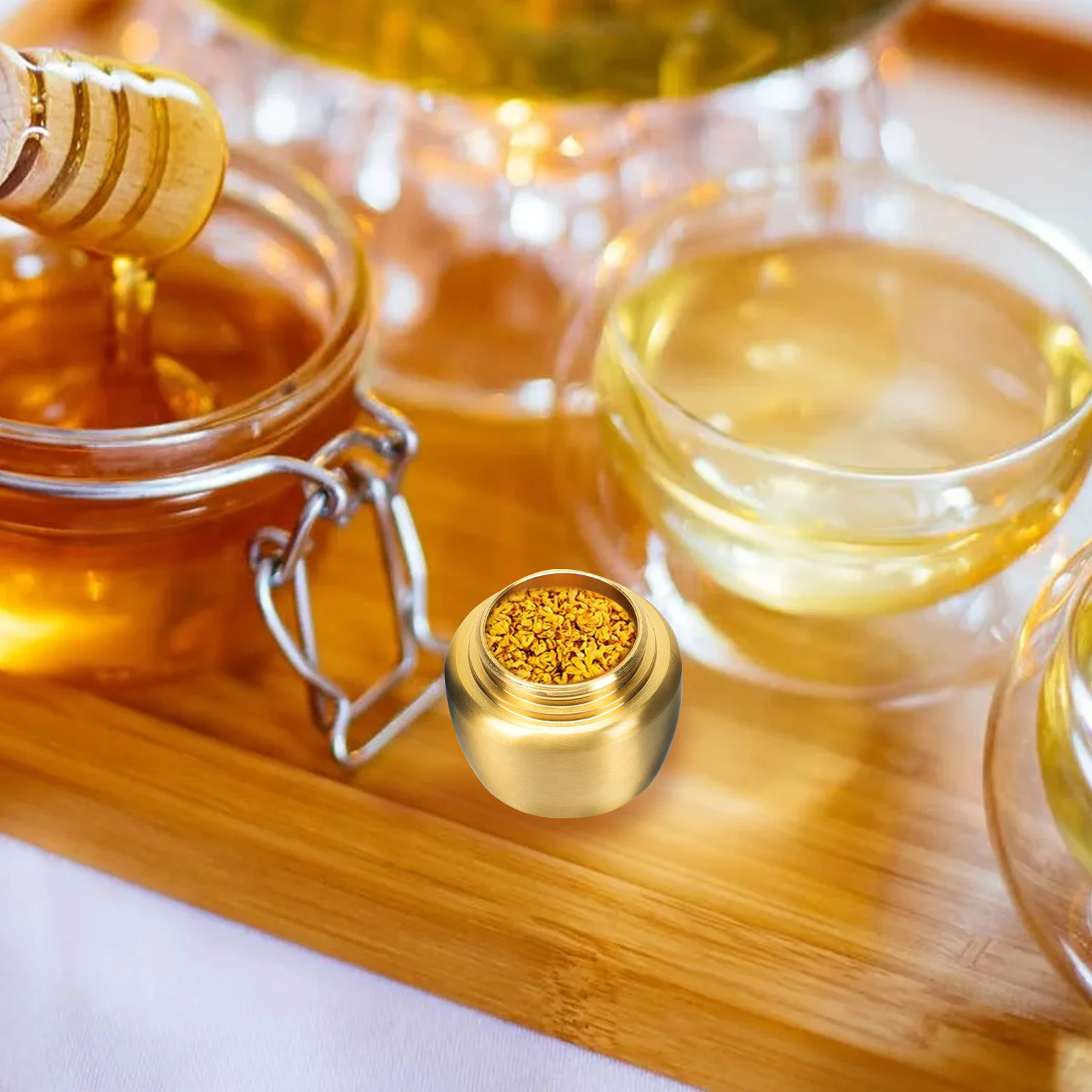 

1Pcs Incense Powder Jar Copper Mini Airtight Storage Tank Decorative Tea Pot Desktop Decor Multi-Function Container for Tea