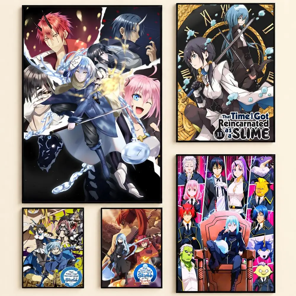 That Time I Got Reincarnated As A Slime Poster Self-adhesive Art Waterproof Paper Sticker Coffee House Bar Room Wall Decor